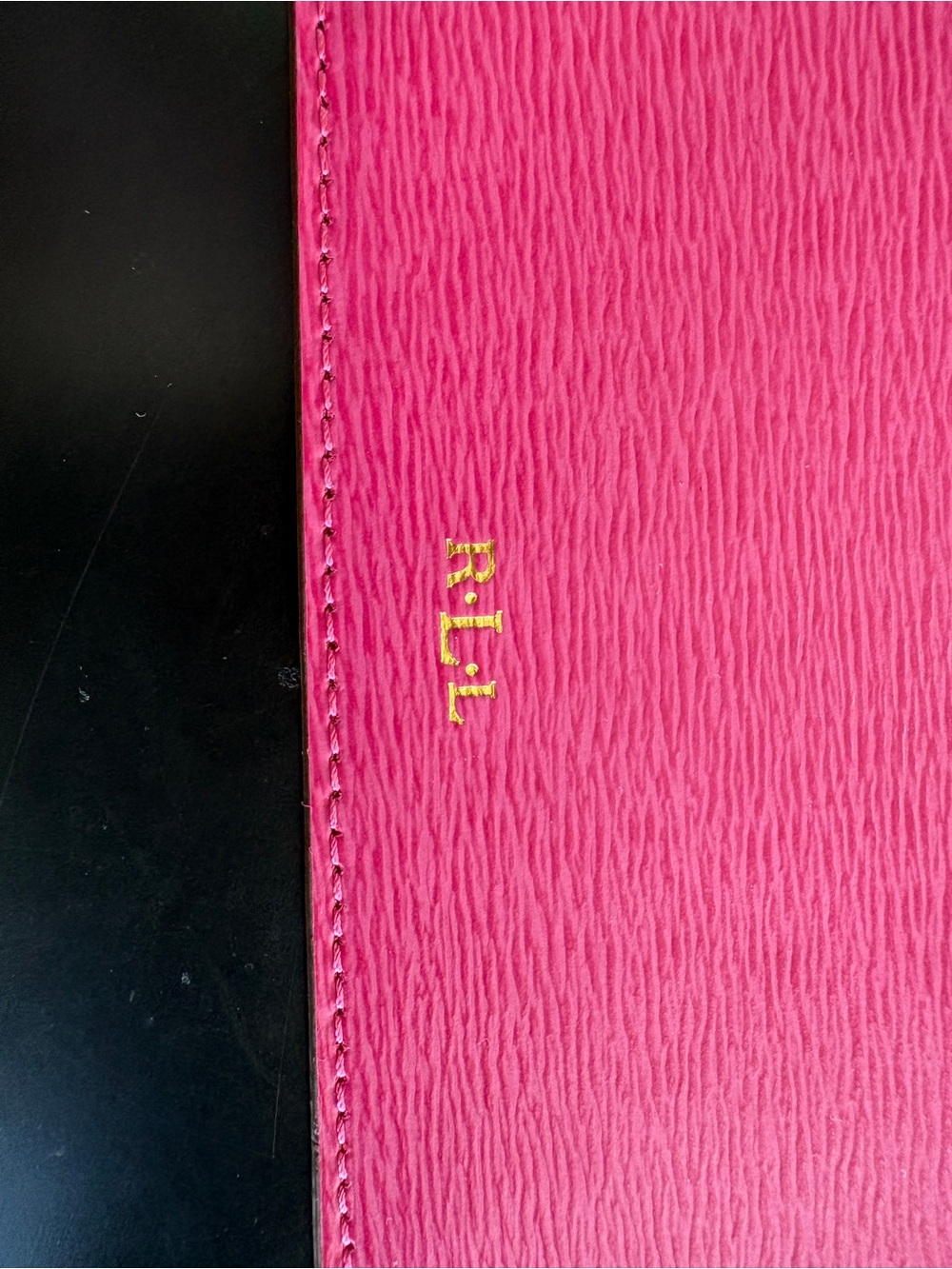 Ralph Lauren RLL Pink Crosshatch Leather Zip Pouch Wallet Card Case Gold - Picture 2 of 4